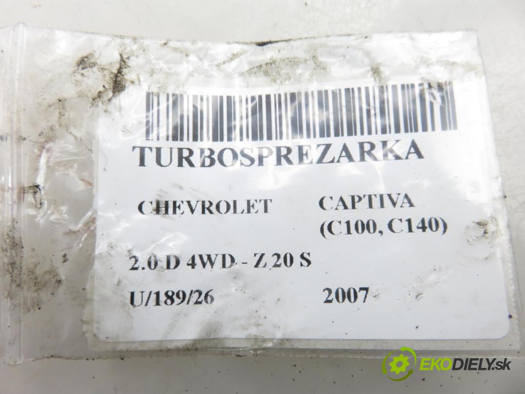 CHEVROLET CAPTIVA (C100, C140) SUV 2007 110,00 2.0 D 4WD - Z 20 S 1991,00 Turbodúchadlo 96440365 ; 7624630002 (Turbodúchadlo (kompletné))