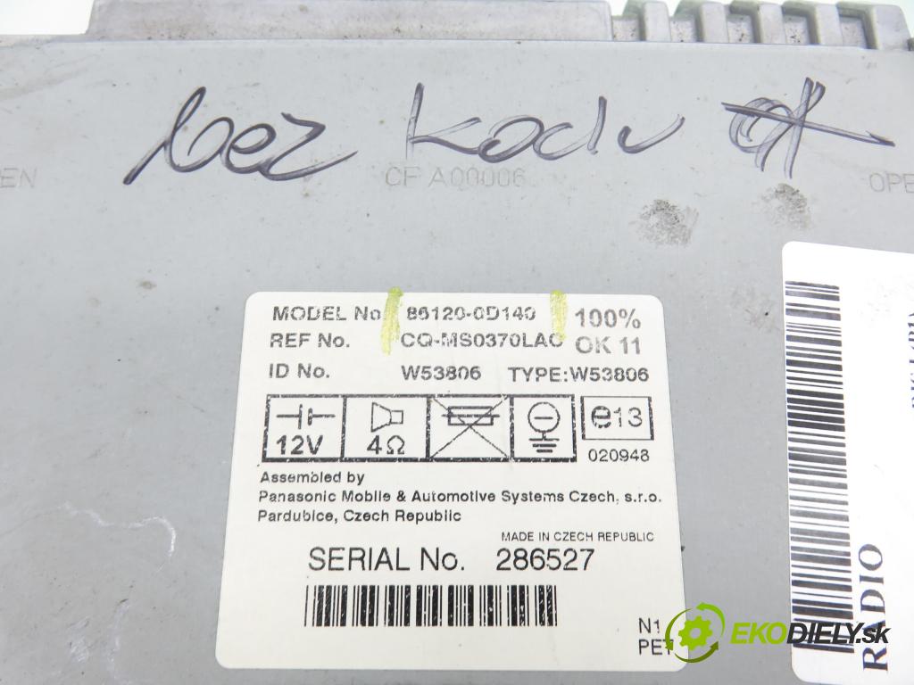 TOYOTA YARIS (_P1_) HB 2005 64,00 1.3 (SCP12_) - 2SZ-FE 1298,00 RADIO CD 861200D140