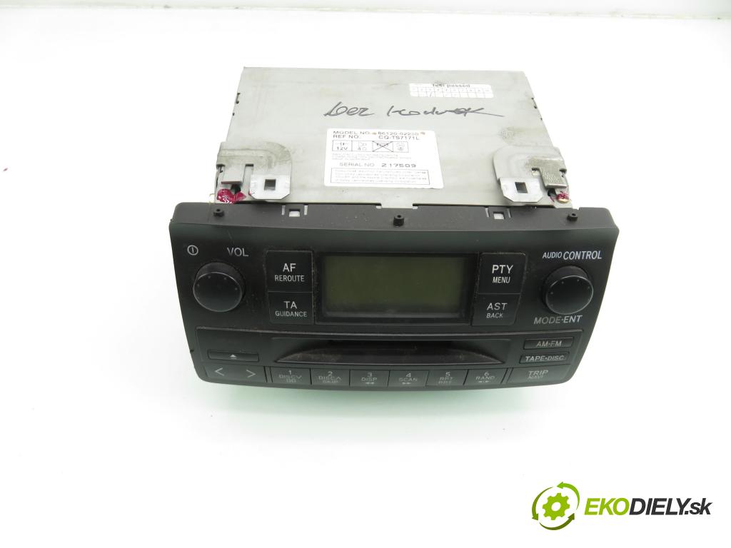 TOYOTA COROLLA (_E12_) HB 2003 71,00 1.4 VVT-i (ZZE120_) - 4ZZ-FE 1398,00 RADIO Modul 8612002250