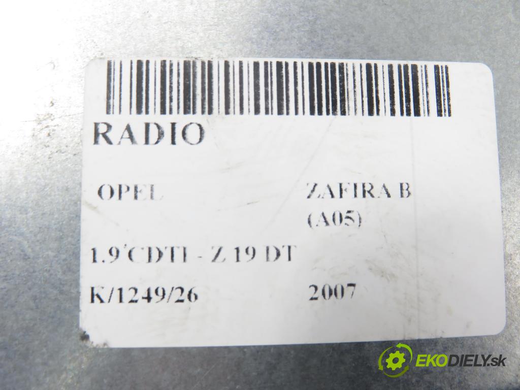 OPEL ZAFIRA B (A05) MINIVAN 2007 88,00 1.9 CDTI - Z 19 DT 1910,00 RADIO CD 13271254 ; 13111166