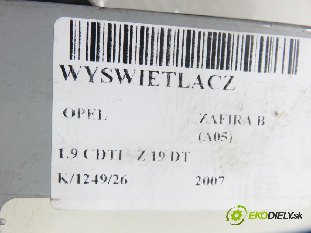 OPEL ZAFIRA B (A05) MINIVAN 2007 88,00 1.9 CDTI - Z 19 DT 1910,00 RADIO CD 13271254 ; 13111166