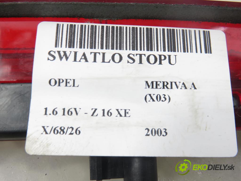 OPEL MERIVA A nadwozie wielkoprzestrzenne (MPV) (X03) HB 2003 74,00 1.6 16V - Z 16 XE 1598,00 SVĚTLO bŕzd 13149529 ; 89398087