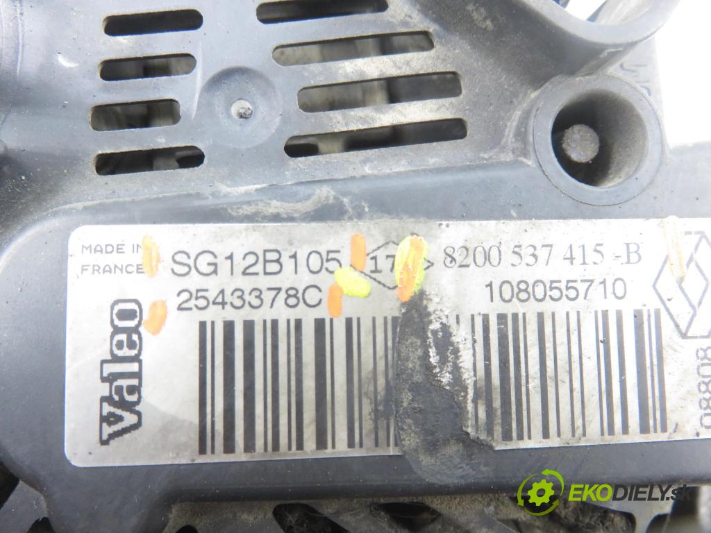 RENAULT CLIO II (BB_, CB_) HB 2003 50,00 1.5 dCi (B/C2J) - K9K 714 1461,00 Alternátor 8200537415B ; SG12B105 ; 2543378C (Alternátor)