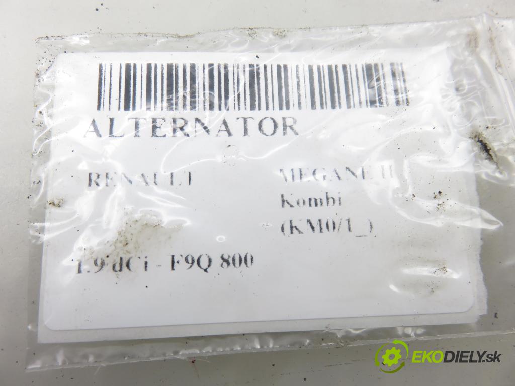 RENAULT MEGANE II Kombi (KM0/1_) KOMBI 2005 88,00 1.9 dCi 120 - F9Q 800 1870,00 Alternátor 8200290217 (Alternátor)