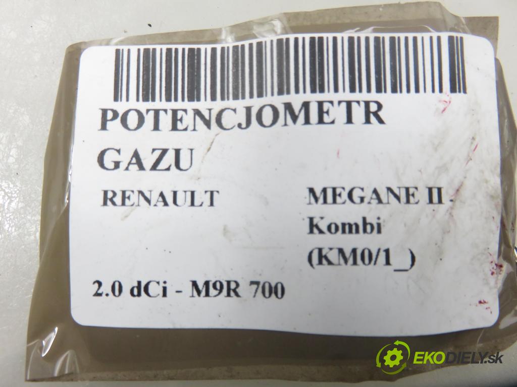 RENAULT MEGANE II Kombi (KM0/1_) KOMBI 2006 110,00 2.0 dCi - M9R 700 1995,00 potenciometr plynového pedálu 8200153270B (Potenciometr plynového pedálu)