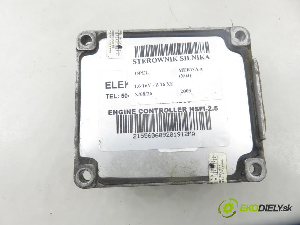 OPEL MERIVA A nadwozie wielkoprzestrzenne (MPV) (X03) HB 2003 74,00 1.6 16V - Z 16 XE 1598,00 řídící jednotka motora 12214830