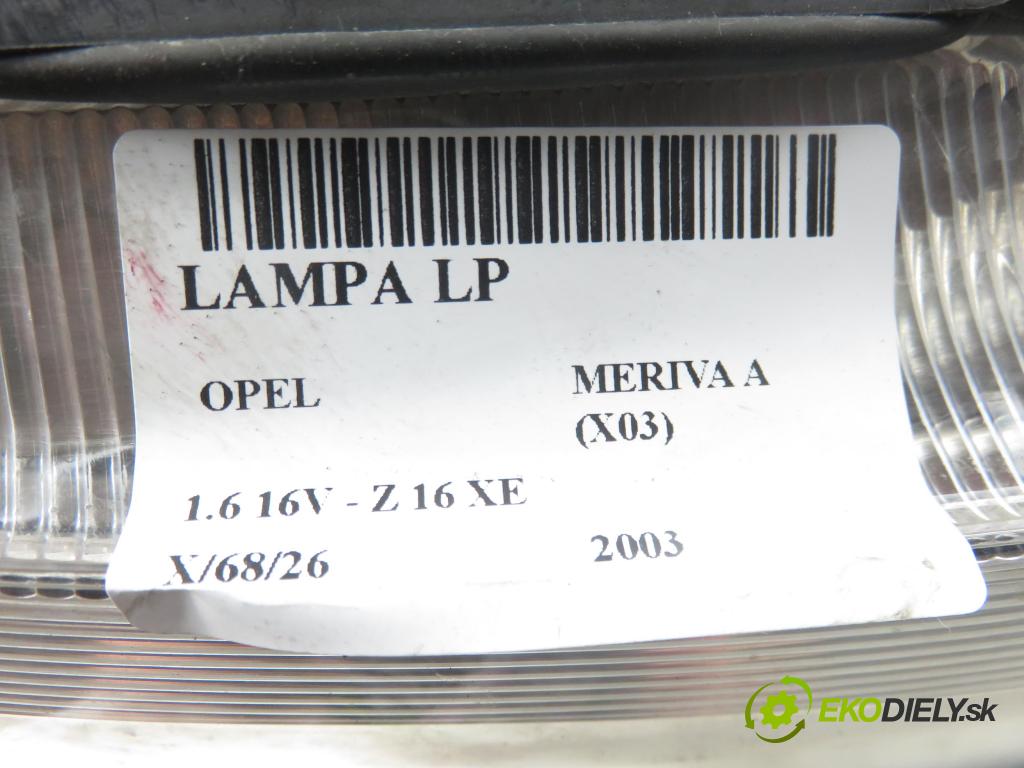 OPEL MERIVA A nadwozie wielkoprzestrzenne (MPV) (X03) HB 2003 74,00 1.6 16V - Z 16 XE 1598,00 světlo LP 93321052