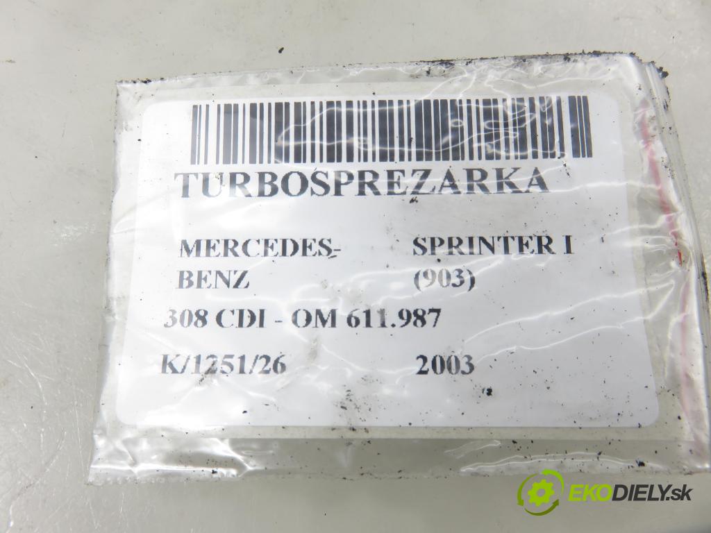 MERCEDES-BENZ SPRINTER 3-t Skrzynia (903) FURGON 2003 60,00 308 CDI - OM 611.987 2148,00 RYCHLONABÍJEČKA: 6120960399 (Kompletní turbodmychadlo)
