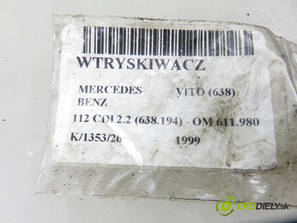 MERCEDES-BENZ VITO Autobus (638) BUS 1999 90,00 112 CDI 2.2 (638.194) - OM 611.980 2151,00 vstřikovač 0445110012 ; 6110700587 (Vstřikovač paliva)