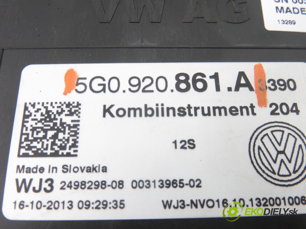 VW GOLF VII (5G1, BQ1, BE1, BE2) HB 2014 77,00 1.6 TDI - CLHA 1598,00 Prístrojovka elektrický 5G0920861A