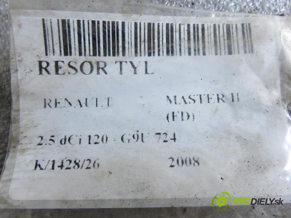 RENAULT MASTER II Skrzynia (FD) FURGON 2008 84,00 2.5 dCi 120 - G9U 724 2464,00 Listové pero zadné