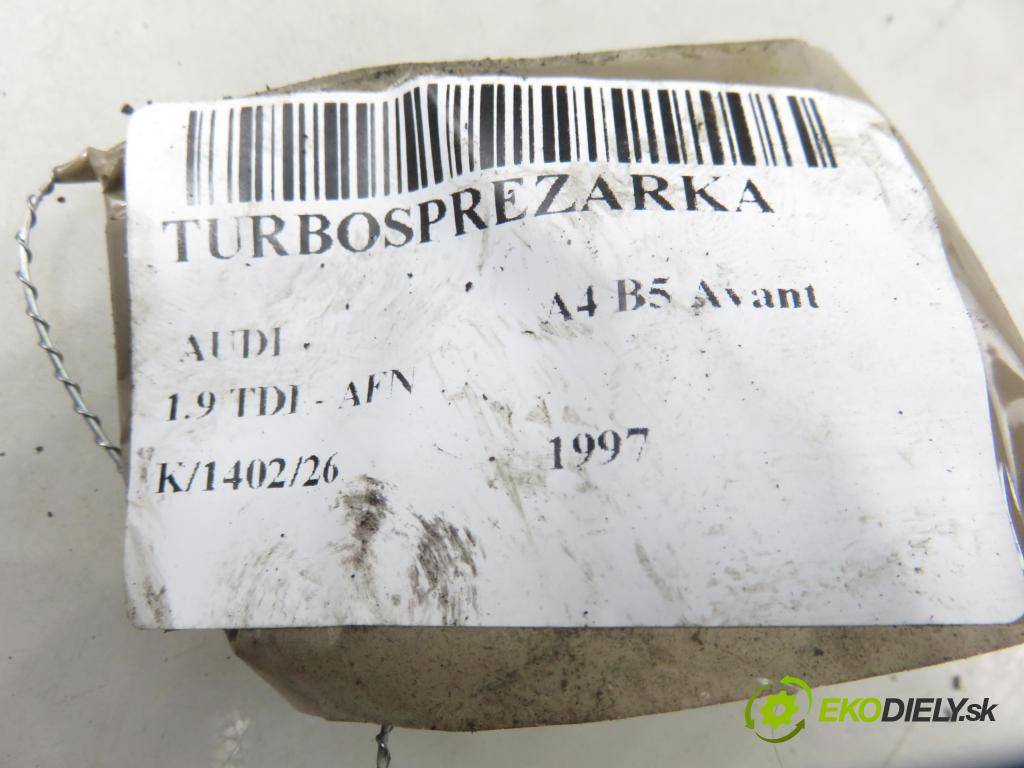 AUDI A4 Avant (8D5, B5) KOMBI 1997 81,00 1.9 TDI - AFN 1896,00 Turbodúchadlo 028145702H (Turbodúchadlo (kompletné))