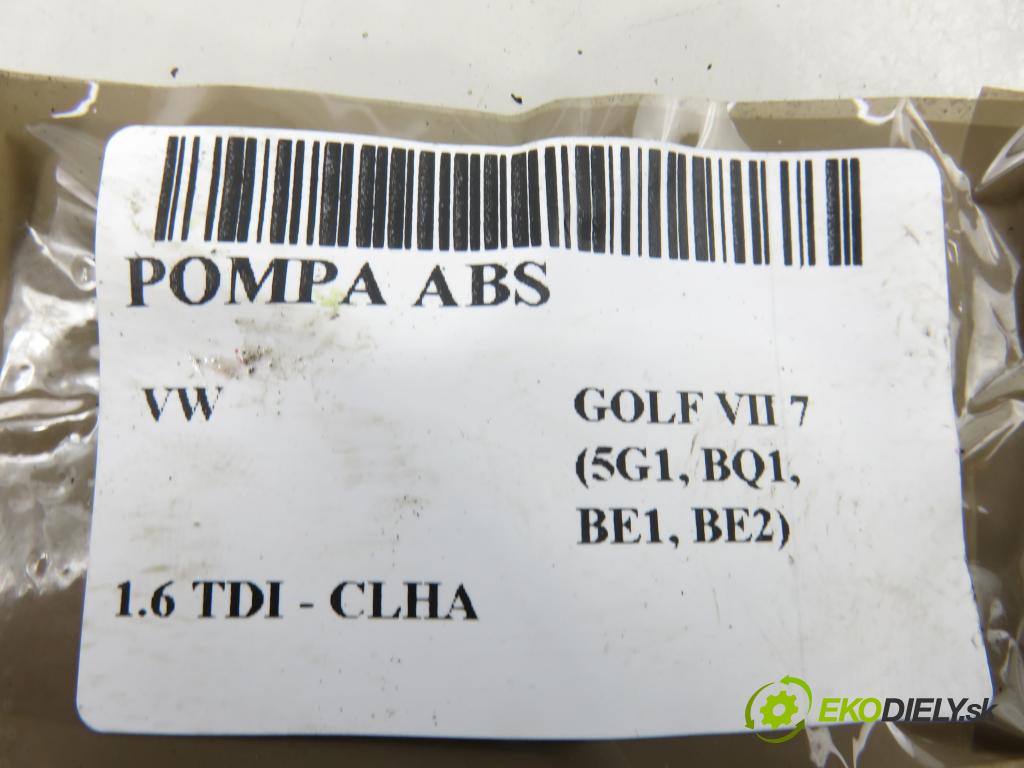 VW GOLF VII (5G1, BQ1, BE1, BE2) HB 2014 77,00 1.6 TDI - CLHA 1598,00 Pumpa ABS 5Q0907379AA ; 10091543463T ; 5Q0614517T (Pumpa ABS)