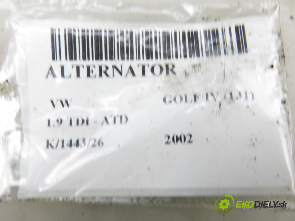 VW GOLF IV (1J1) HB 2002 74,00 1.9 TDI - ATD 1896,00 Alternátor 06F903023J ; 0124525092 (Alternátor)