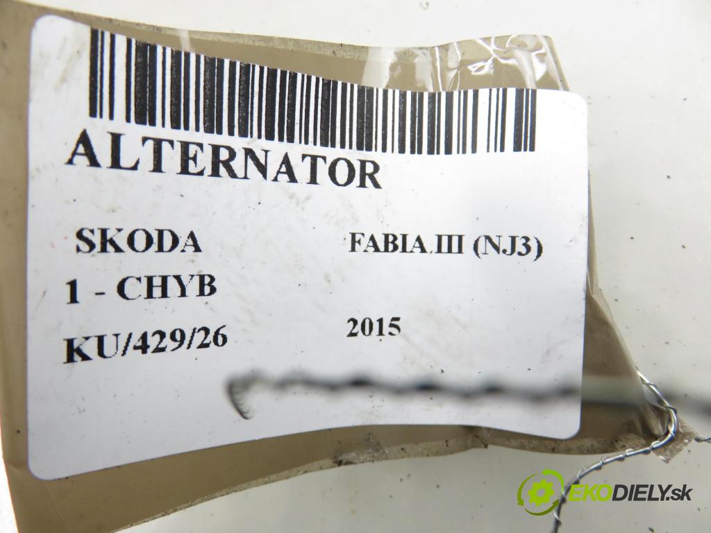 SKODA FABIA III (NJ3) HB 2015 55,00 1 - CHYB 999,00 Alternátor 04C903023C (Alternátor)