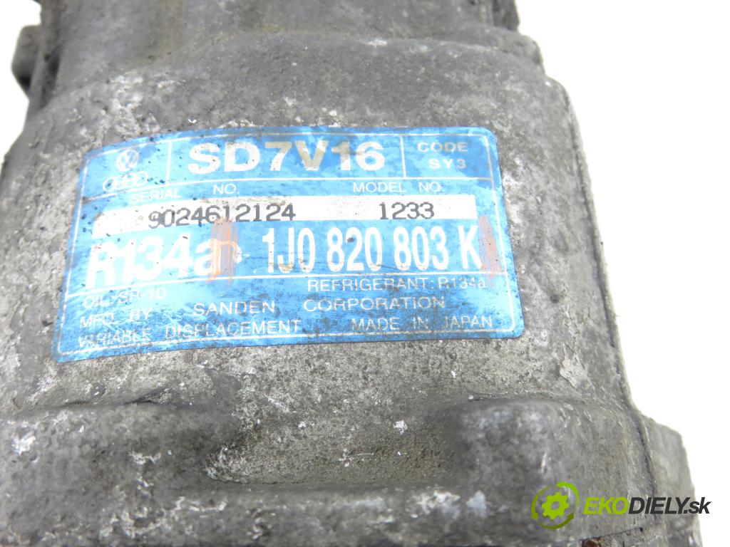 VW GOLF IV (1J1) HB 2002 74,00 1.9 TDI PD 101 - ATD 1896,00 KOMPRESOR: klimatizácie 1J0820803K (Kompresor klimatizácie)