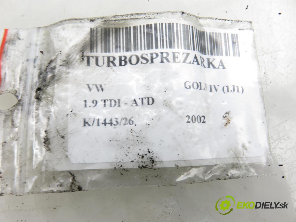 VW GOLF IV (1J1) HB 2002 74,00 1.9 TDI - ATD 1896,00 Turbodúchadlo 03G253014F (Turbodúchadlo (kompletné))