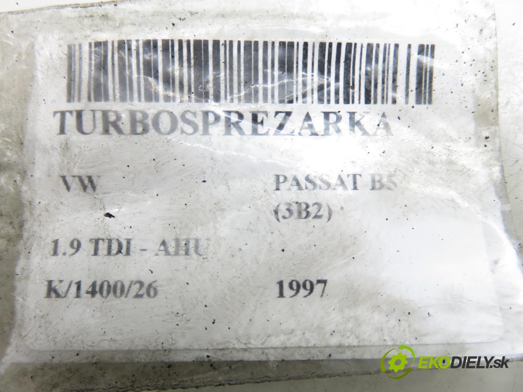 VW PASSAT B5 (3B2) SEDAN 1997 66,00 1.9 TDI - AHU 1896,00 Turbodúchadlo 028145702 (Turbodúchadlo (kompletné))