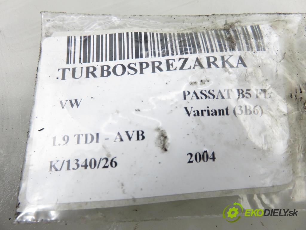 VW PASSAT B5.5 Variant (3B6) KOMBI 2004 74,00 1.9 TDI PD 101 - AVB 1896,00 Turbodúchadlo 028145702R (Turbodúchadlo (kompletné))