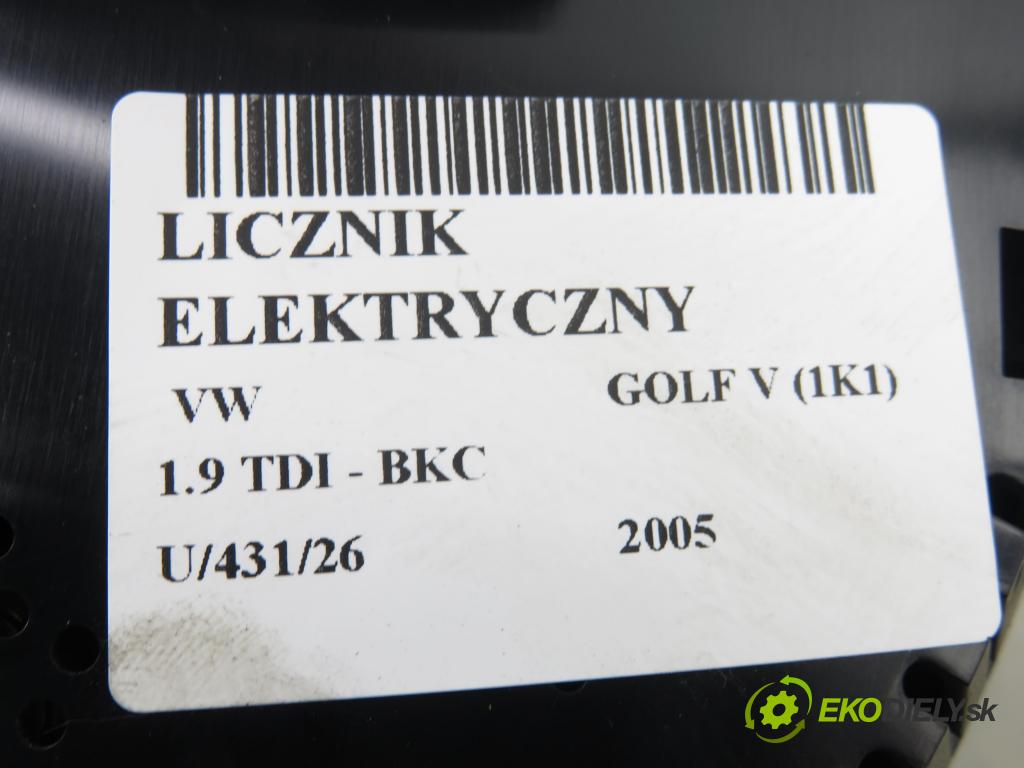 VW GOLF V (1K1) HB 2005 77,00 1.9 TDI - BKC 1896,00 Prístrojovka elektrický 1K0920862B