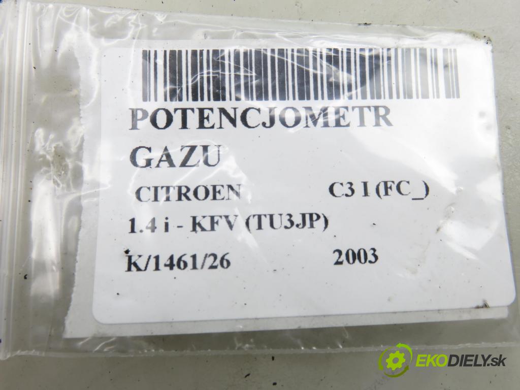 CITROEN C3 I (FC_) HB 2003 54,00 1.4 i - KFV (TU3JP) 1360,00 Potenciometer plynu 0280752251 ; 9646702180 ; F00C3E2427 (Potenciometer plynového pedálu)