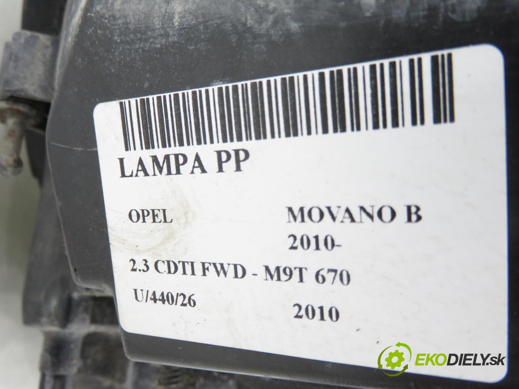 OPEL MOVANO B Skrzynia (X62) FURGON 2010 74,00 2.3 CDTI FWD - M9T 670 2298,00 Svetlo PP
