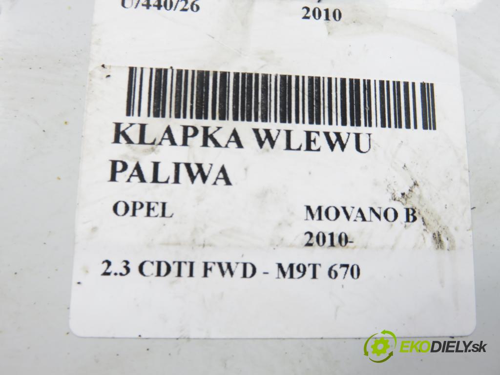 OPEL MOVANO B Skrzynia (X62) FURGON 2010 74,00 2.3 CDTI FWD - M9T 670 2298,00 Dvierka nádrže paliva 781200017R (Kľučka dverí ostatné)
