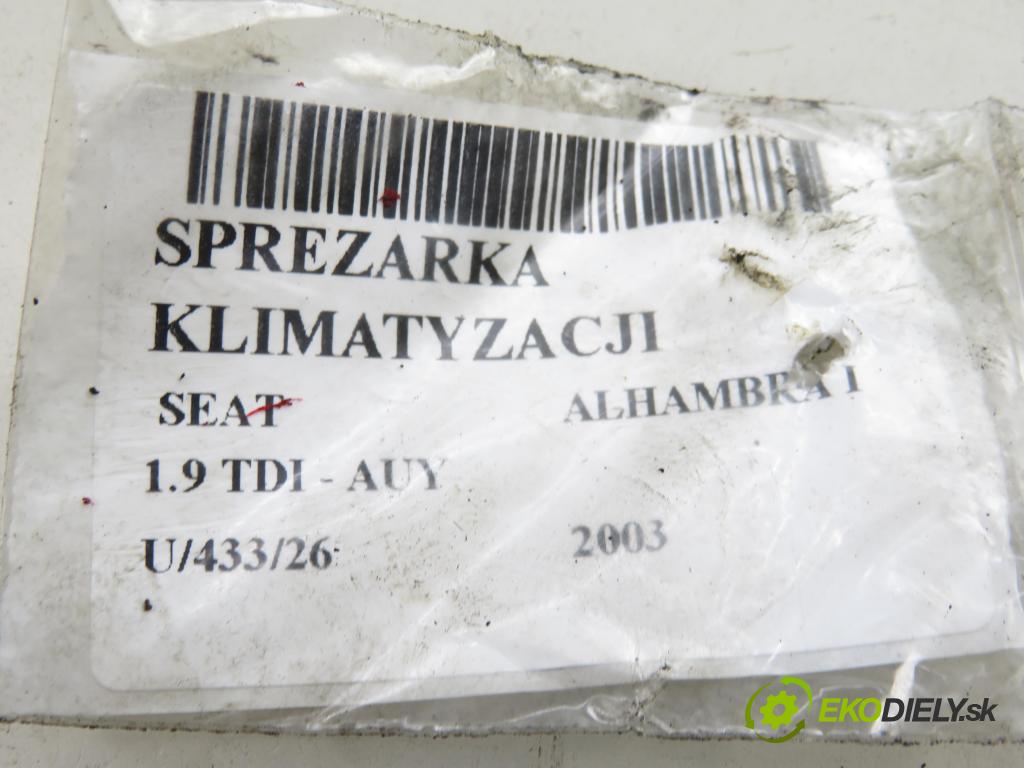 SEAT ALHAMBRA (7V8, 7V9) HB 2003 85,00 1.9 TDI - AUY 1896,00 KOMPRESOR: klimatizácie 7M3820803A ; YM2H19D629BB (Kompresor klimatizácie)