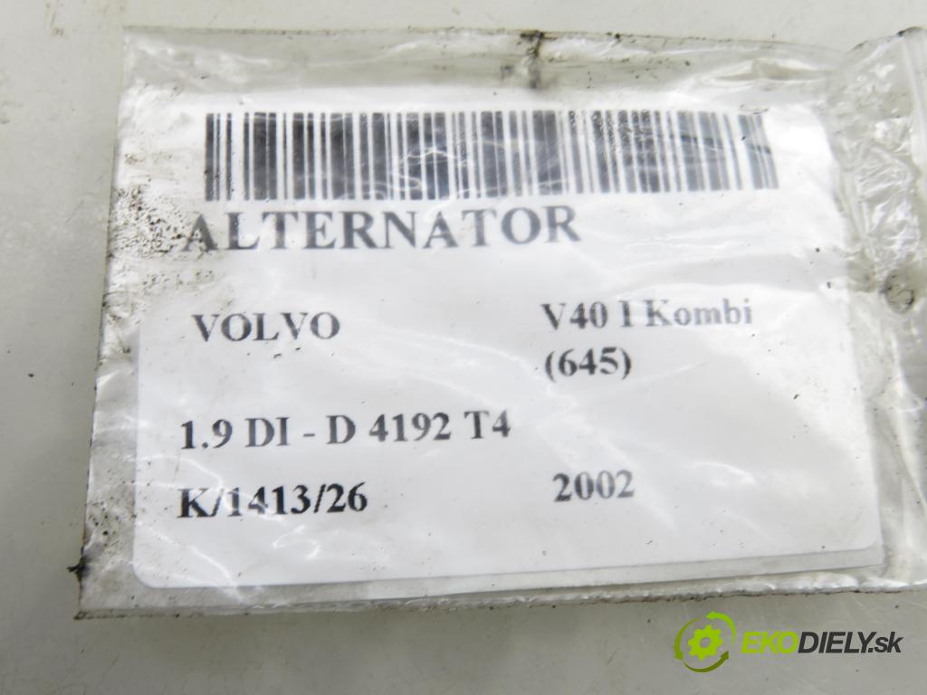 VOLVO V40 Kombi (645) KOMBI 2002 75,00 1.9 DI 102 - D 4192 T4 1870,00 Alternátor 8200162474 ; SG12B071 ; 2542653A (Alternátor)