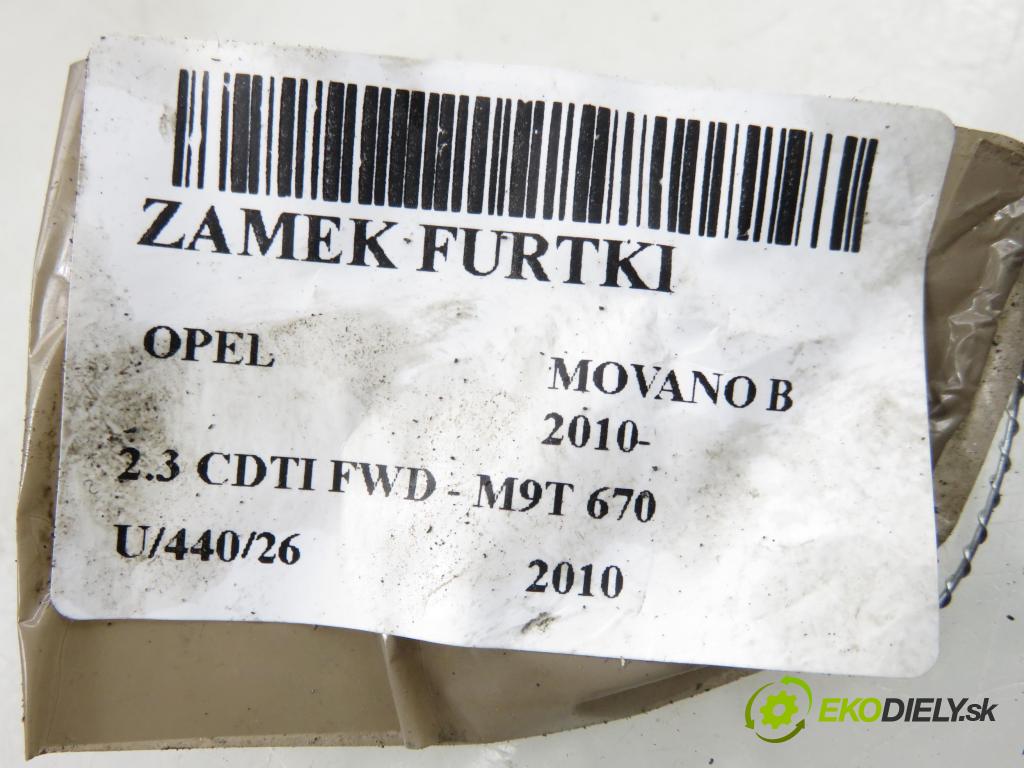 OPEL MOVANO B Skrzynia (X62) FURGON 2010 74,00 2.3 CDTI FWD - M9T 670 2298,00 zámok dvierka 8200766888J