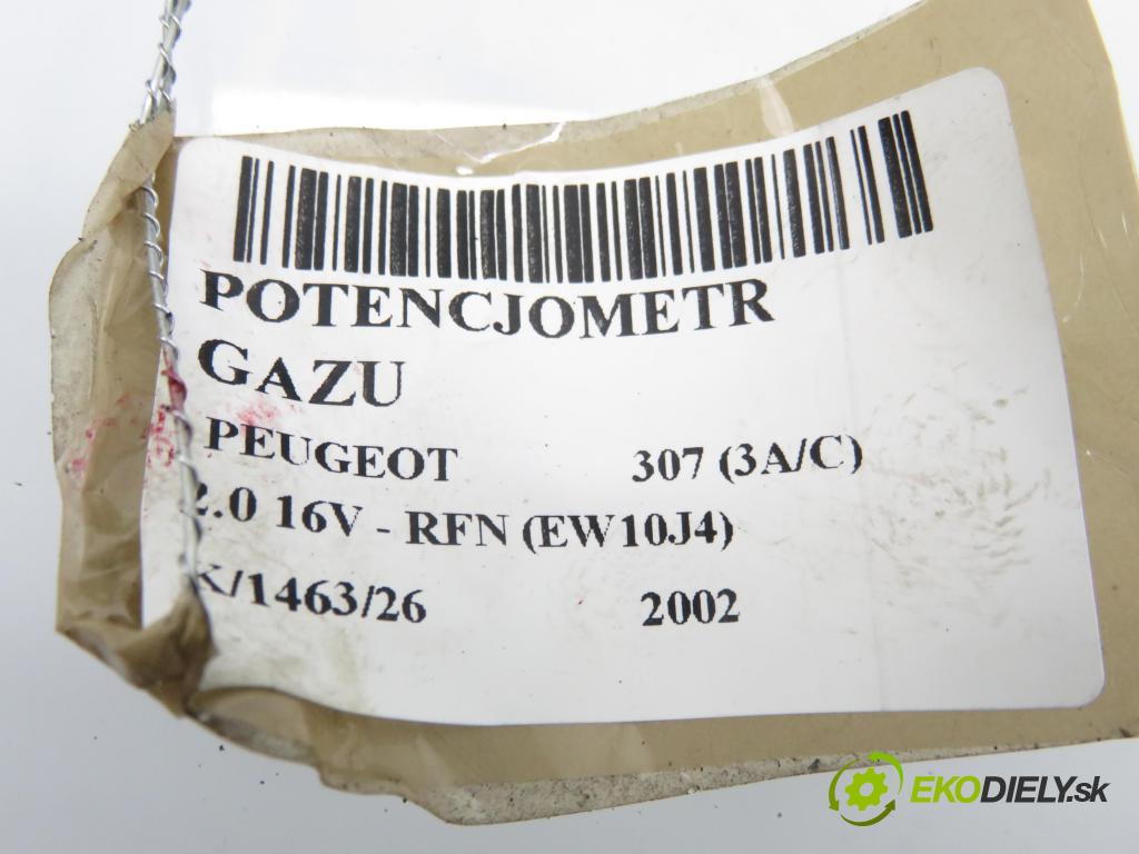 PEUGEOT 307 (3A/C) HB 2002 100,00 2.0 16V - RFN (EW10J4) 1997,00 Potenciometer plynu 0280752251 ; 9646702180 (Potenciometer plynového pedálu)