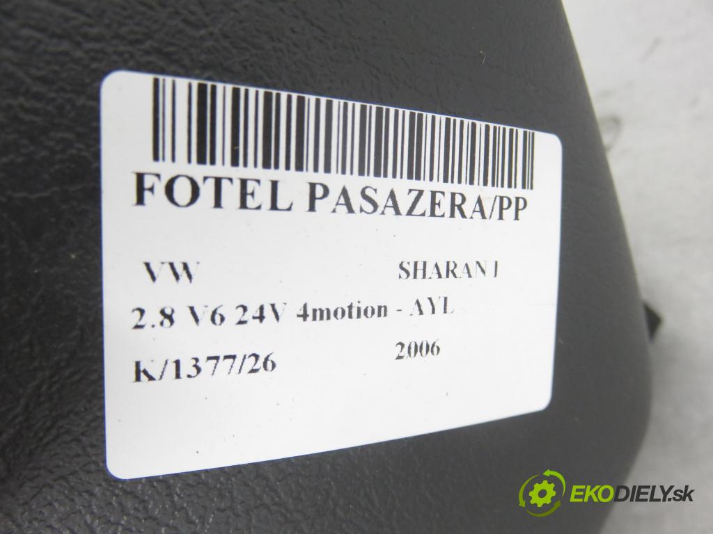 VW SHARAN (7M8, 7M9, 7M6) MINIVAN 2006 150,00 2.8 V6 24V 4motion - AYL 2792,00 sedadlo CESTUJÍCÍ/PP