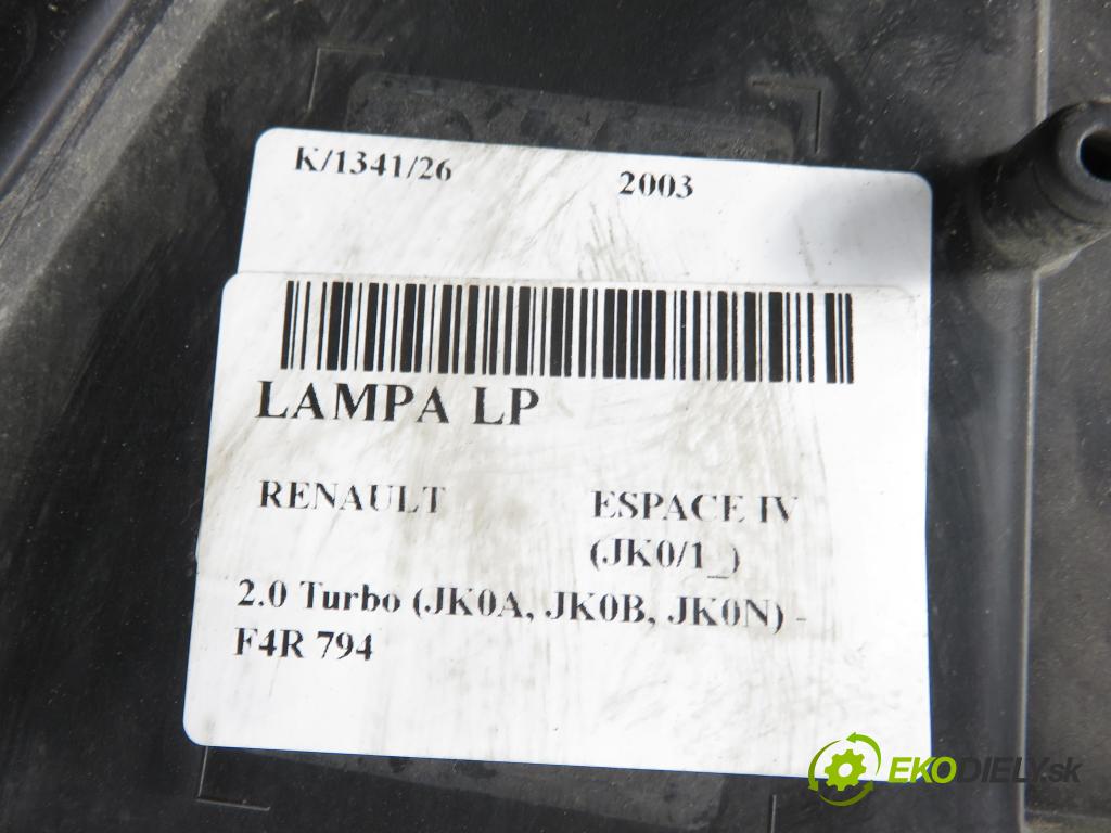 RENAULT ESPACE IV (JK0/1_) MINIVAN 2003 120,00 2.0 Turbo (JK0A, JK0B, JK0N) - F4R 794 1998,00 světlo LP