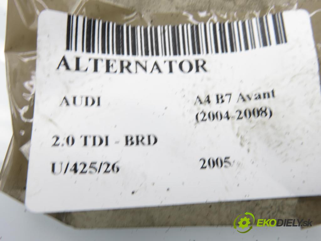 AUDI A4 Avant (8ED, B7) KOMBI 2005 125,00 2.0 TDI - BRD 1968,00 Alternátor 0124525092 ; 06F903023J (Alternátor)