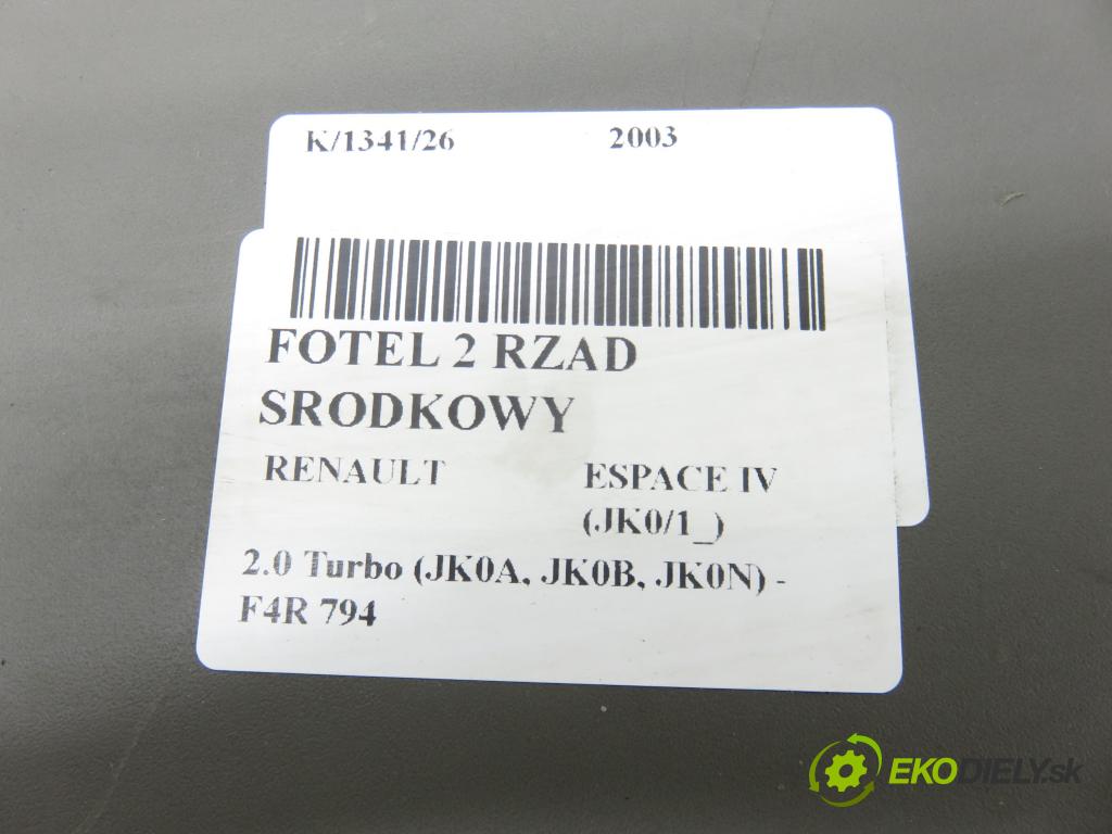 RENAULT ESPACE IV (JK0/1_) MINIVAN 2003 120,00 2.0 Turbo 163 - F4R 794 1998,00 Sedadlo 2 rad STREDNÝ: