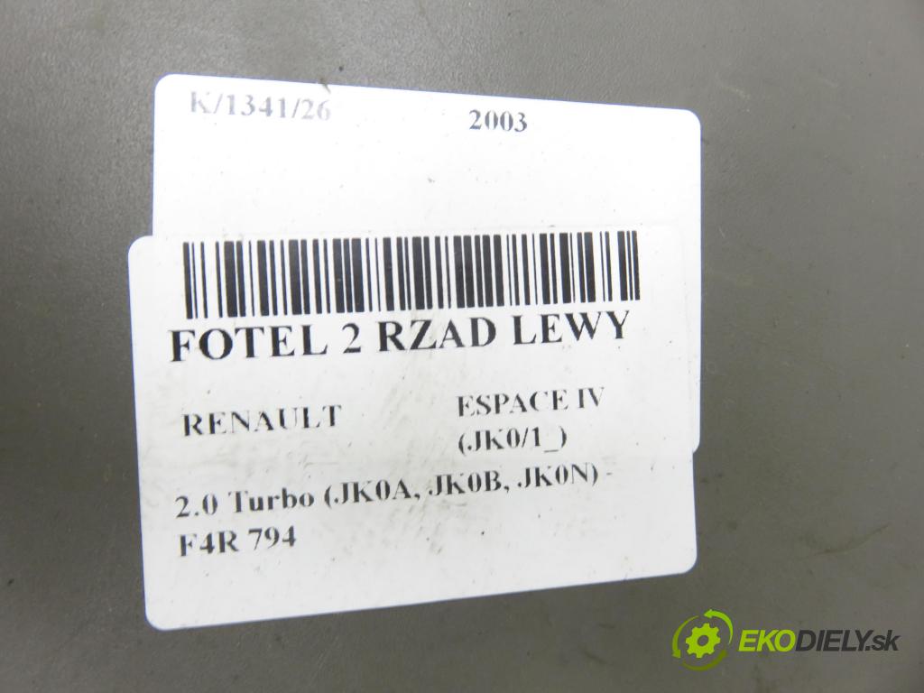 RENAULT ESPACE IV (JK0/1_) MINIVAN 2003 120,00 2.0 Turbo 163 - F4R 794 1998,00 sedadlo 2 ŘÁDEK levý