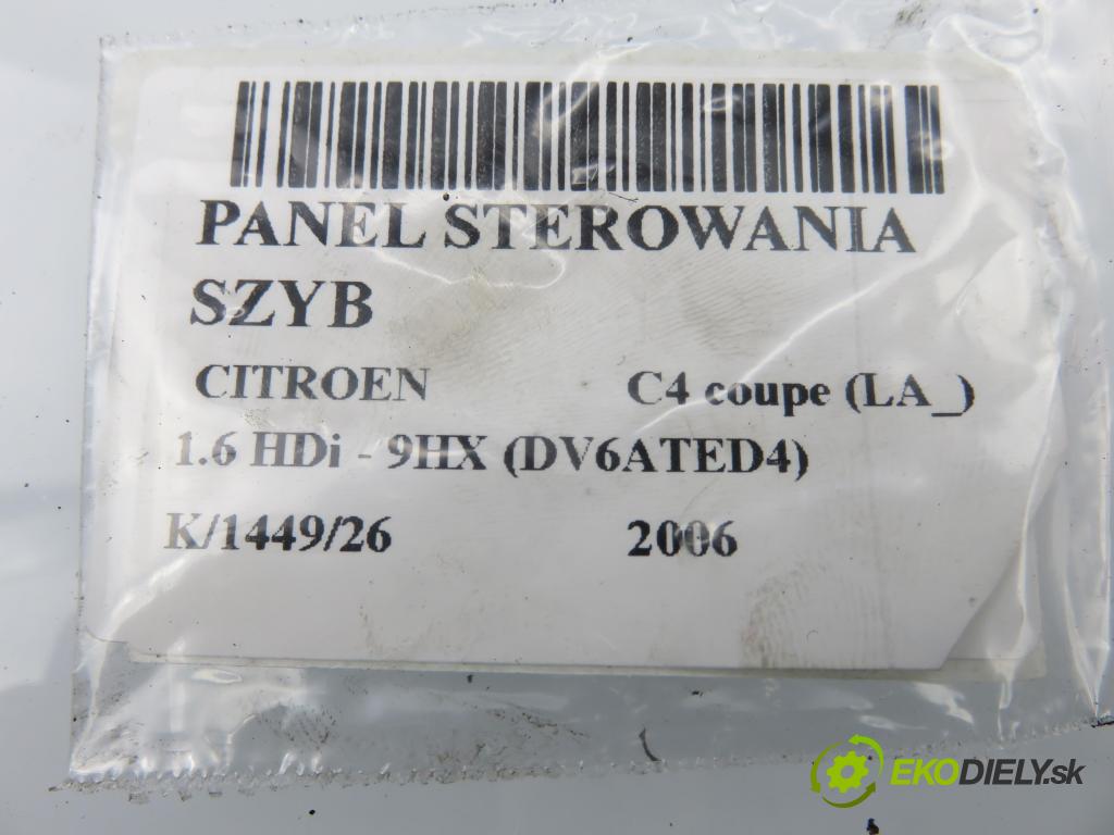 CITROEN C4 coupe (LA_) HB 2006 66,00 1.6 HDi - 9HX (DV6ATED4) 1560,00 Panel ovládaní oken 9651464277