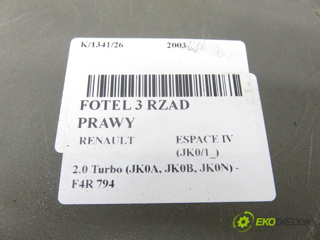 RENAULT ESPACE IV (JK0/1_) MINIVAN 2003 120,00 2.0 Turbo 163 - F4R 794 1998,00 Sedadlo 3 rad pravy