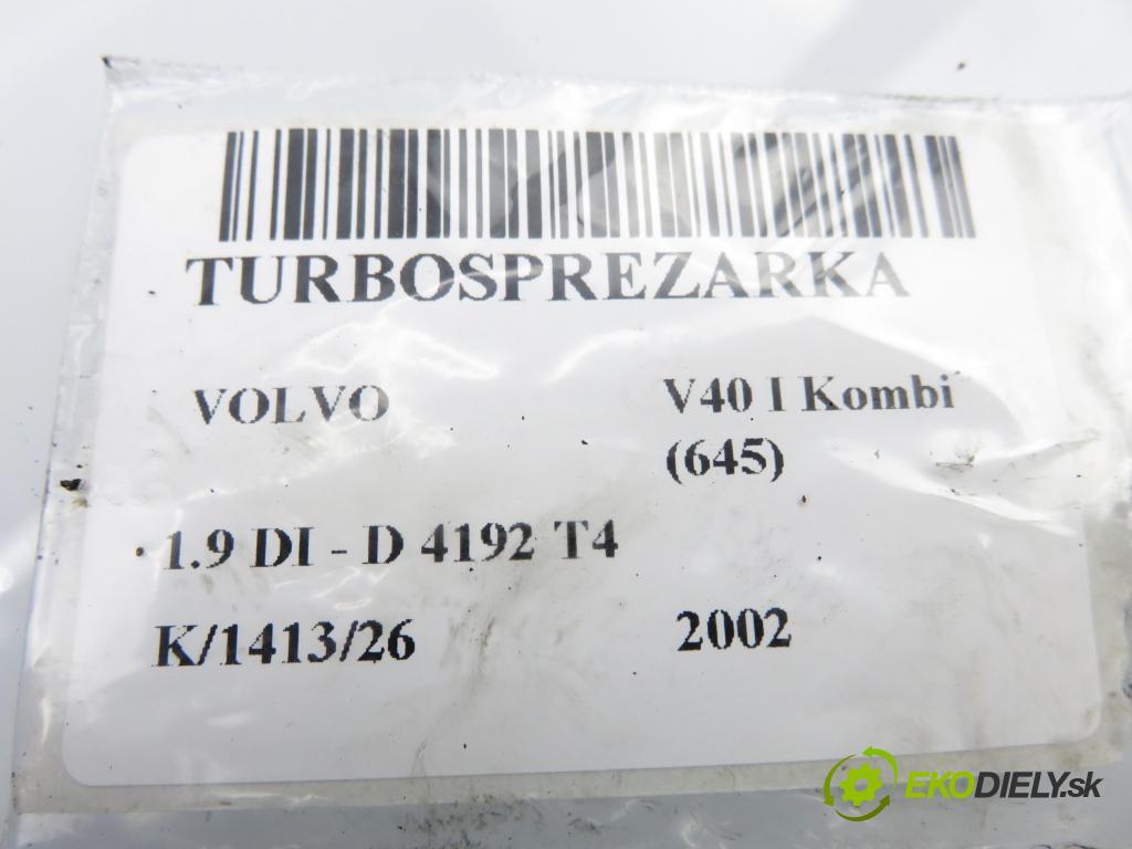 VOLVO V40 Kombi (645) KOMBI 2002 75,00 1.9 DI - D 4192 T4 1870,00 Turbodúchadlo 8200091350 ; 8200091350A (Turbodúchadlo (kompletné))