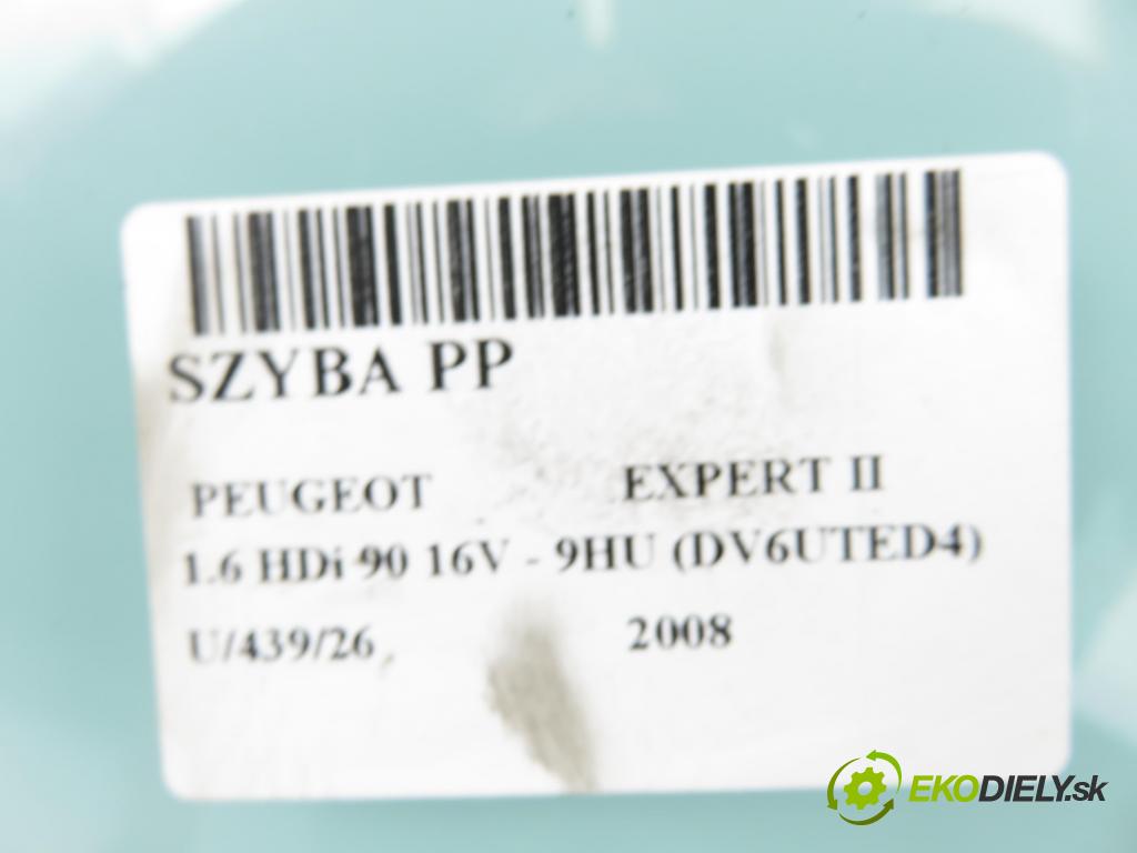 PEUGEOT EXPERT Skrzynia (VF3A_, VF3U_, VF3X_) FURGON 2008 66,00 1.6 HDi 90 16V - 9HU (DV6UTED4) 1560,00 Okno PP