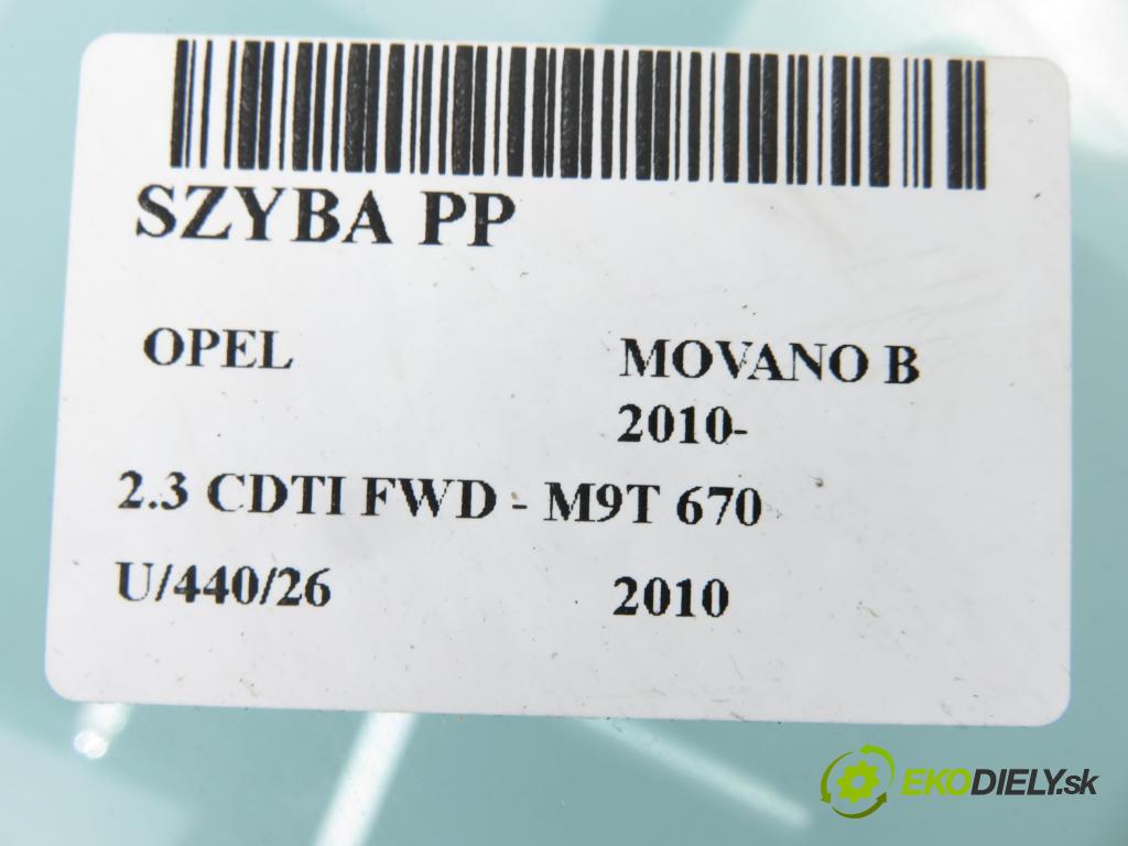 OPEL MOVANO B Skrzynia (X62) FURGON 2010 74,00 2.3 CDTI FWD - M9T 670 2298,00 Okno PP