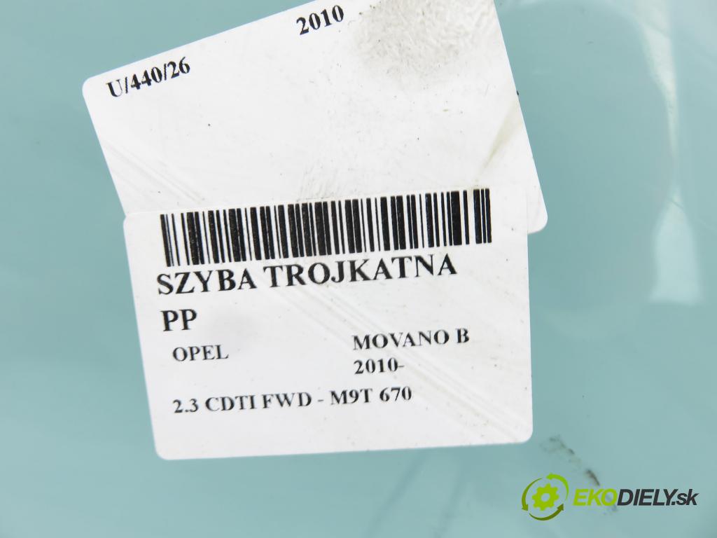 OPEL MOVANO B Skrzynia (X62) FURGON 2010 74,00 2.3 CDTI FWD - M9T 670 2298,00 Okno TROJUHOLNÍKÝ PP