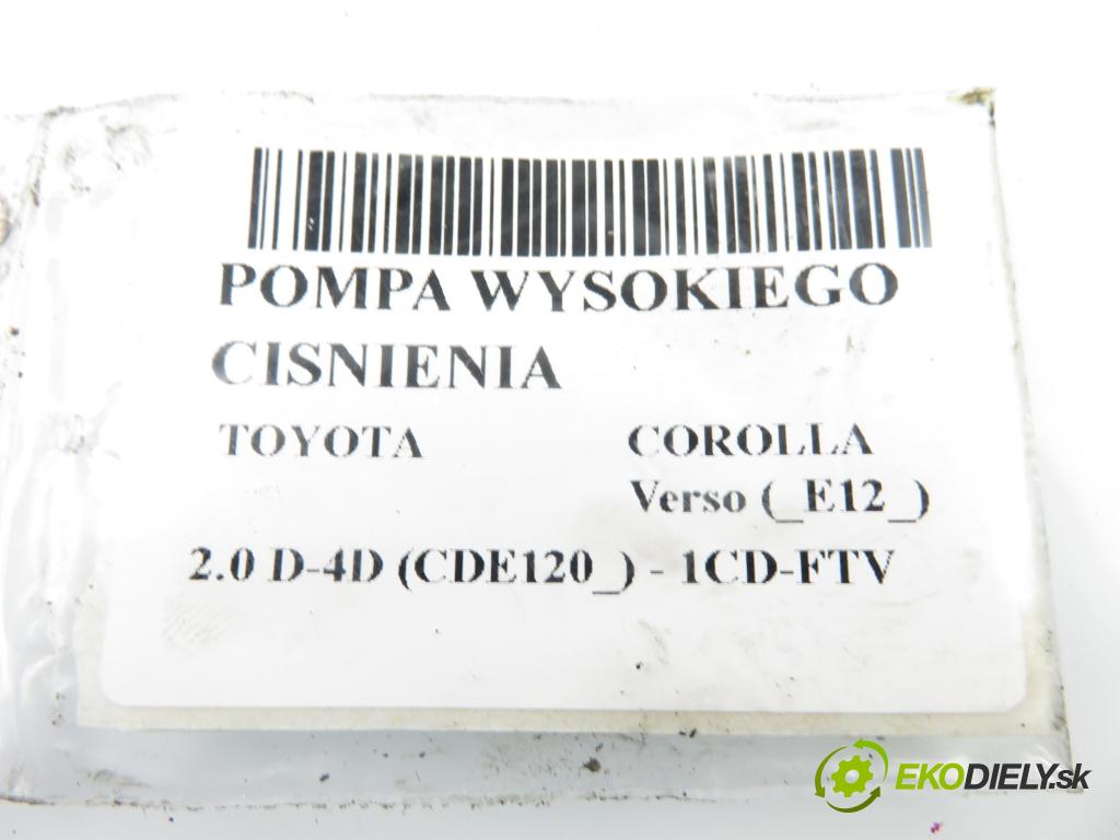 TOYOTA COROLLA Verso (_E12_) MINIVAN 2002 66,00 2.0 D-4D (CDE120_) - 1CD-FTV 1995,00 pumpa vysokého TLAK: 2210027010 ; 09730000177