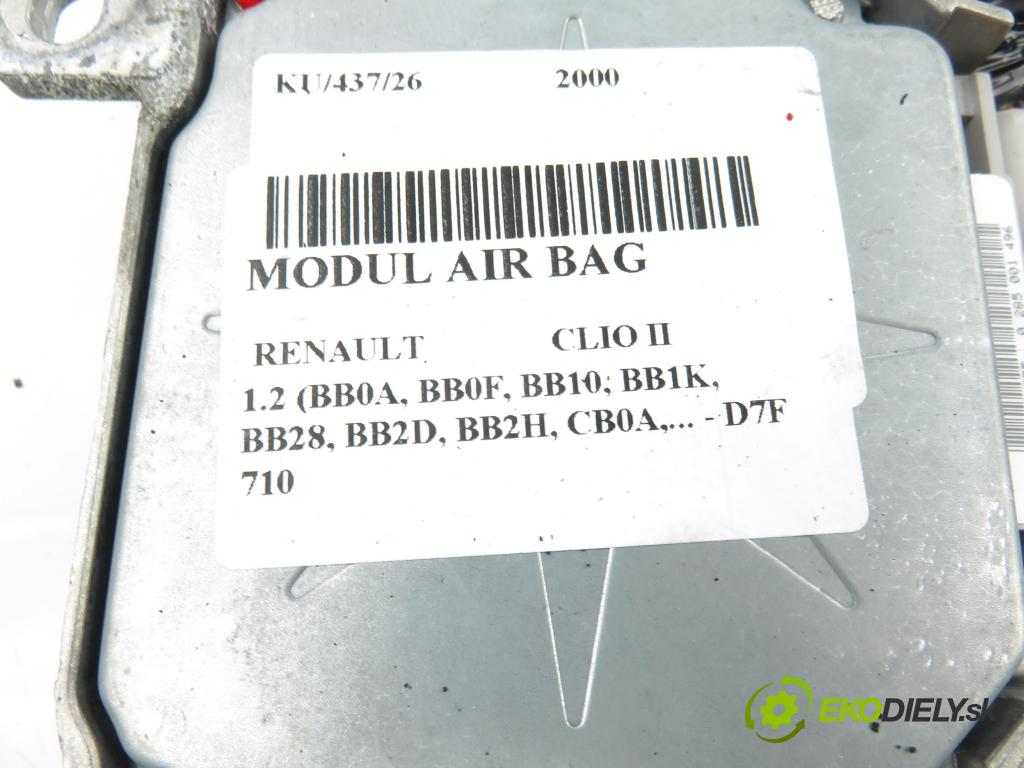 RENAULT CLIO II (BB_, CB_) HB 2000 43,00 1.2 (BB0A, BB0F, BB10, BB1K, BB28, BB2D, BB2H, CB0 1149,00 MODUL air BAG 8200230857 ; 0285001496