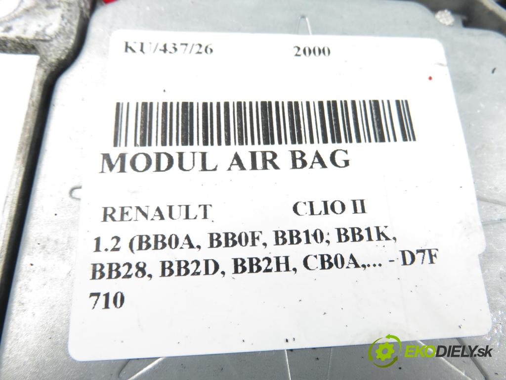 RENAULT CLIO II (BB_, CB_) HB 2000 43,00 1.2 (BB0A, BB0F, BB10, BB1K, BB28, BB2D, BB2H, CB0 1149,00 MODUL air BAG 8200230857 ; 0285001496