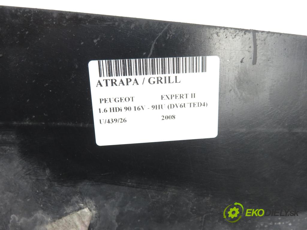 PEUGEOT EXPERT Skrzynia (VF3A_, VF3U_, VF3X_) FURGON 2008 66,00 1.6 HDi 90 16V - 9HU (DV6UTED4) 1560,00 Mriežka / maska 1497647077 ; 1497644077