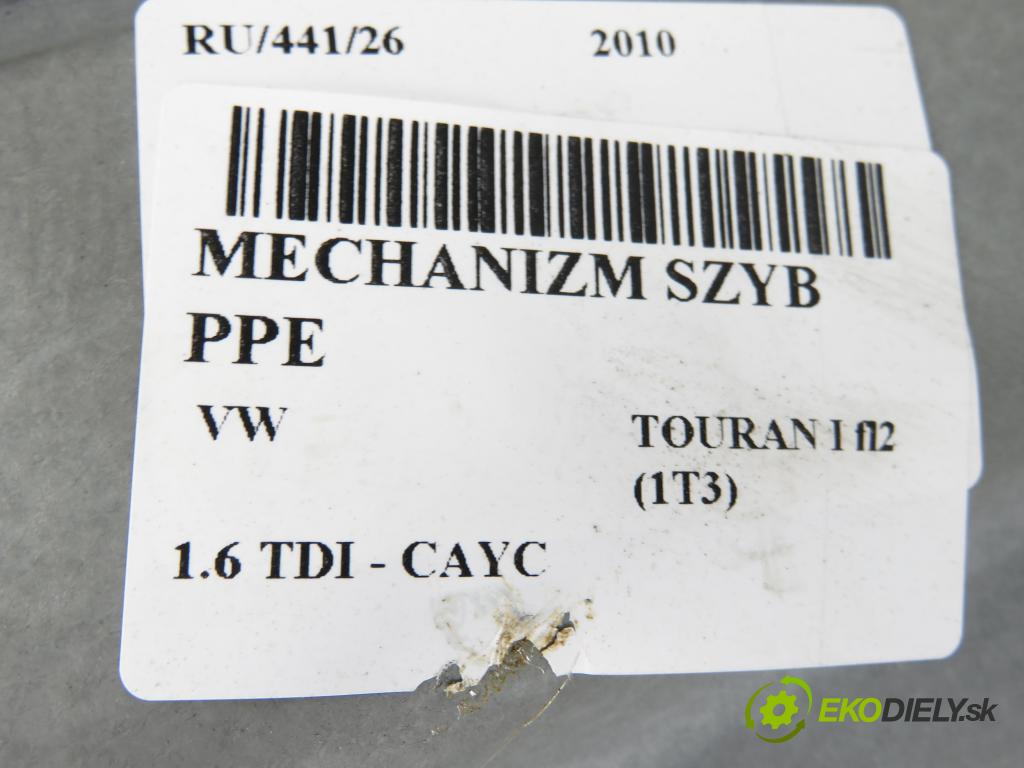 VW TOURAN (1T3) MINIVAN 2010 77,00 1.6 TDI - CAYC 1598,00 mechanismus oken PPE 1T0959702R ; 5K0959792 ; 1T1837730BC