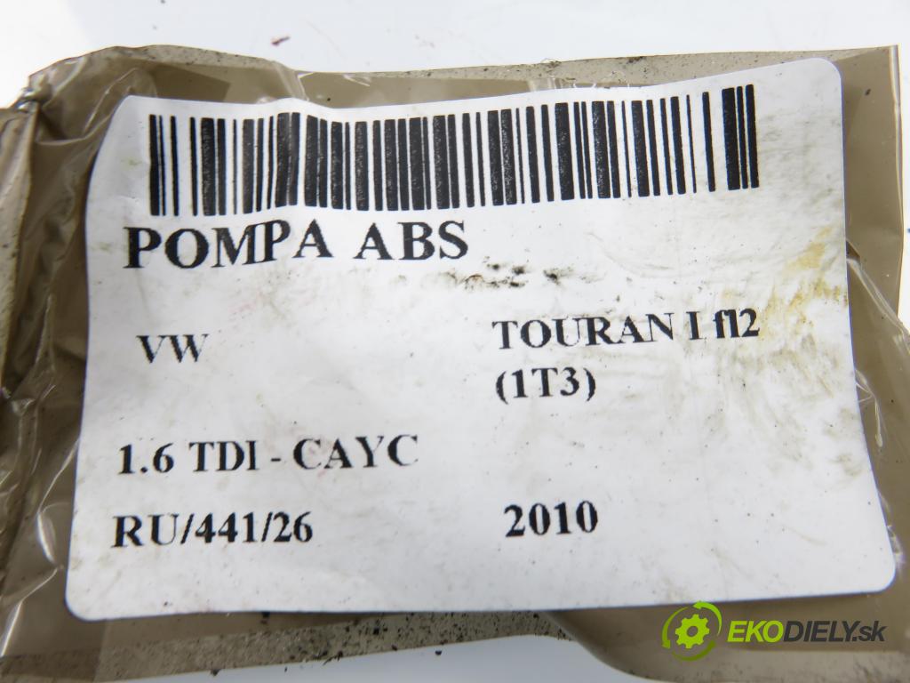 VW TOURAN (1T3) MINIVAN 2010 77,00 1.6 TDI - CAYC 1598,00 Pumpa ABS 1K0907379BE ; 10096103433 ; 10061936541 (Pumpa ABS)