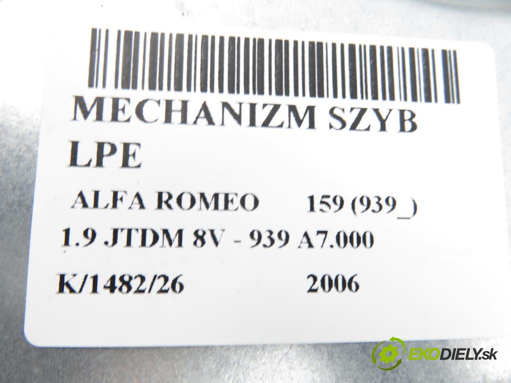 ALFA ROMEO 159 (939_) SEDAN 2006 85,00 1.9 JTDM 8V - 939 A7.000 1910,00 Mechanizmus okien 1560777200