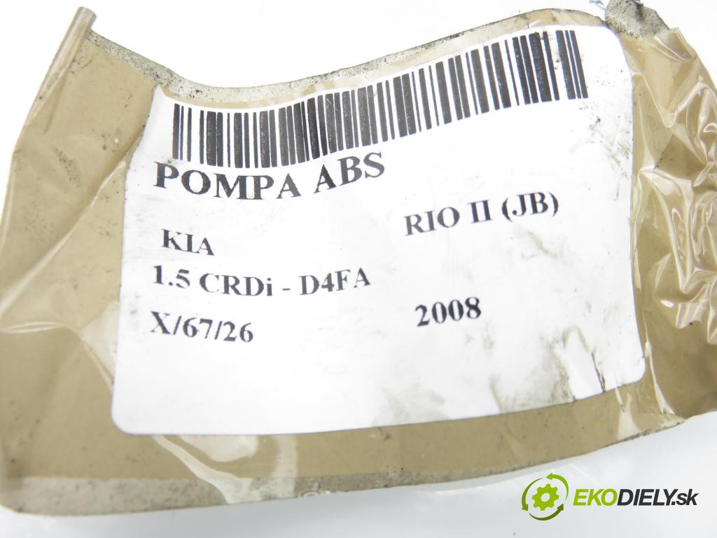 KIA RIO II (JB) HB 2008 81,00 1.5 CRDi - D4FA 1493,00 Pumpa ABS 589201G000 ; BH60106800 ; 5WY7508A (Pumpa ABS)